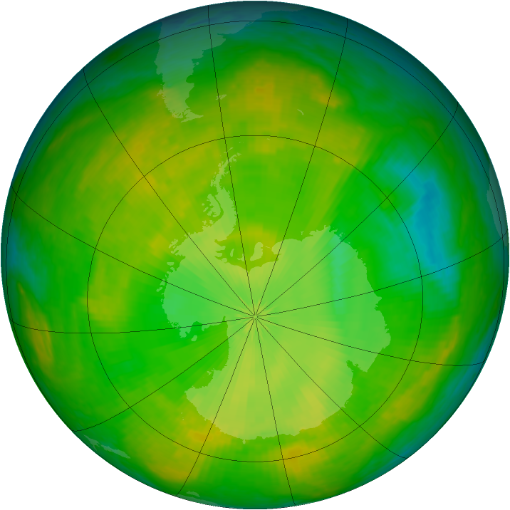 Antarctic ozone map for 15 November 2002